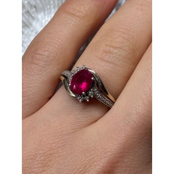 925 Sterling Silver & 10k Yellow Gold Ruby Ring Size 6