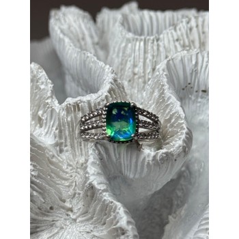 925 Sterling Silver Spinel & Beryl Ring Size 7.5