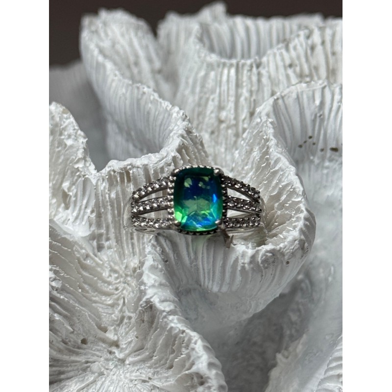 925 Sterling Silver Spinel & Beryl Ring Size 7.5