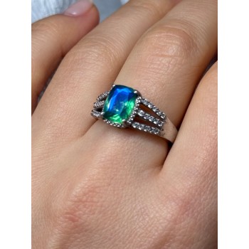 925 Sterling Silver Spinel & Beryl Ring Size 7.5