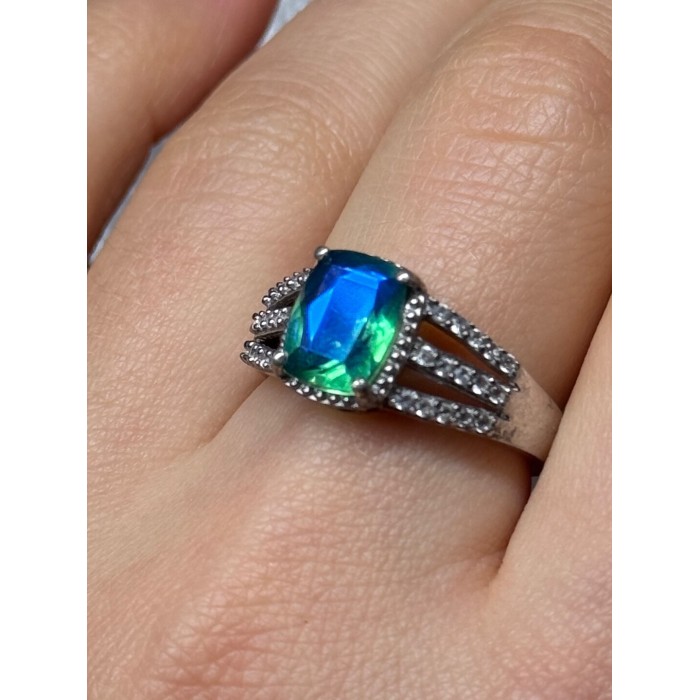 925 Sterling Silver Spinel & Beryl Ring Size 7.5