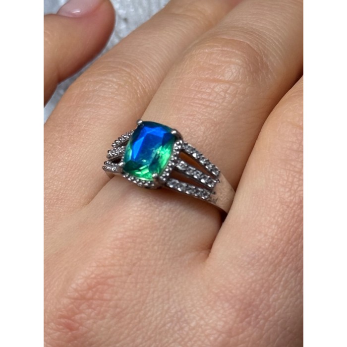 925 Sterling Silver Spinel & Beryl Ring Size 7.5