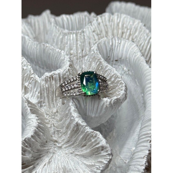 925 Sterling Silver Spinel & Beryl Ring Size 7.5