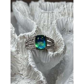 925 Sterling Silver Spinel & Beryl Ring Size 7.5