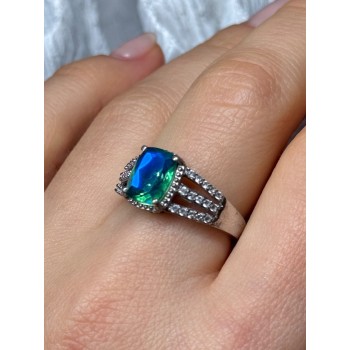 925 Sterling Silver Spinel & Beryl Ring Size 7.5