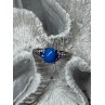 925 Sterling Silver Blue Agate, Tanzanite & Beryl Ring Size 7.5