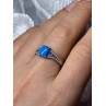 925 Sterling Silver Blue Agate, Tanzanite & Beryl Ring Size 7.5