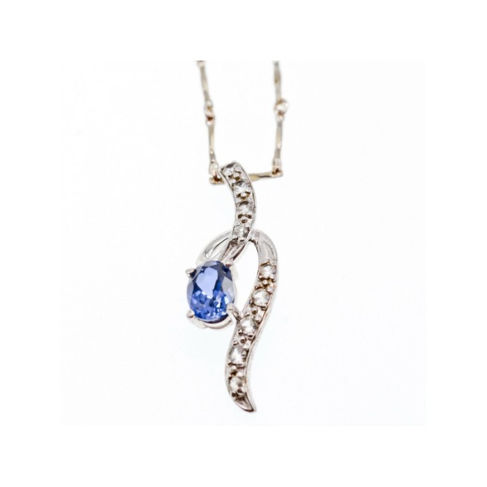 925 STERLING SILVER LONDON BLUE & WHITE TOPAZ CHAIN WITH PENDANT(2)