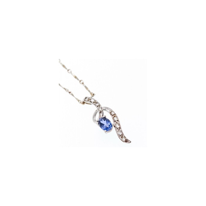 925 STERLING SILVER LONDON BLUE & WHITE TOPAZ CHAIN WITH PENDANT(2)