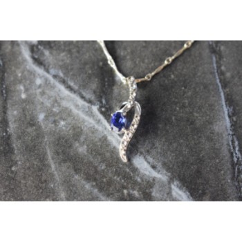 925 STERLING SILVER LONDON BLUE & WHITE TOPAZ CHAIN WITH PENDANT(2)