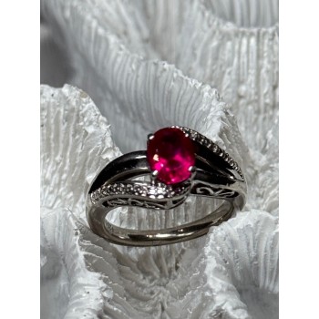 925 Sterling Silver Ruby Ring Size 6