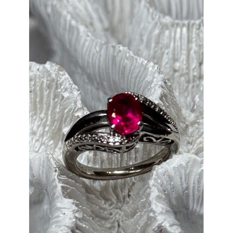 925 Sterling Silver Ruby Ring Size 6