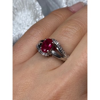 925 Sterling Silver Ruby Ring Size 6