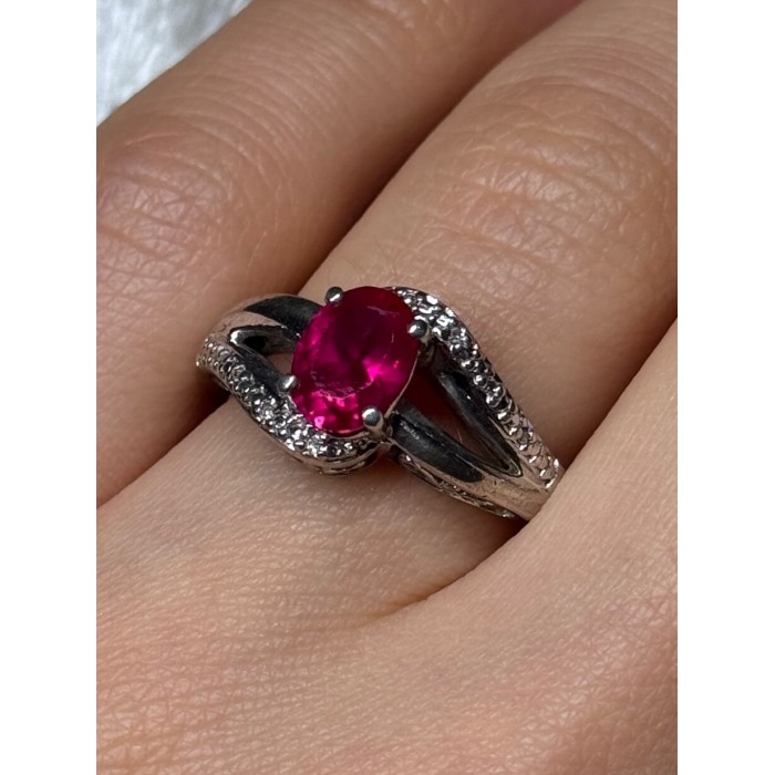925 Sterling Silver Ruby Ring Size 6