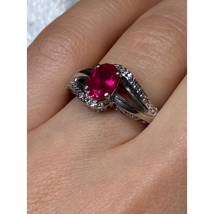 925 Sterling Silver Ruby Ring Size 6