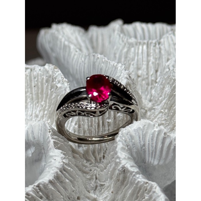 925 Sterling Silver Ruby Ring Size 6