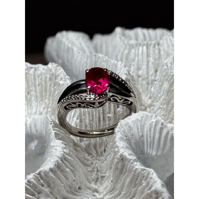 925 Sterling Silver Ruby Ring Size 6