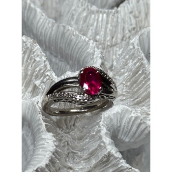 925 Sterling Silver Ruby Ring Size 6