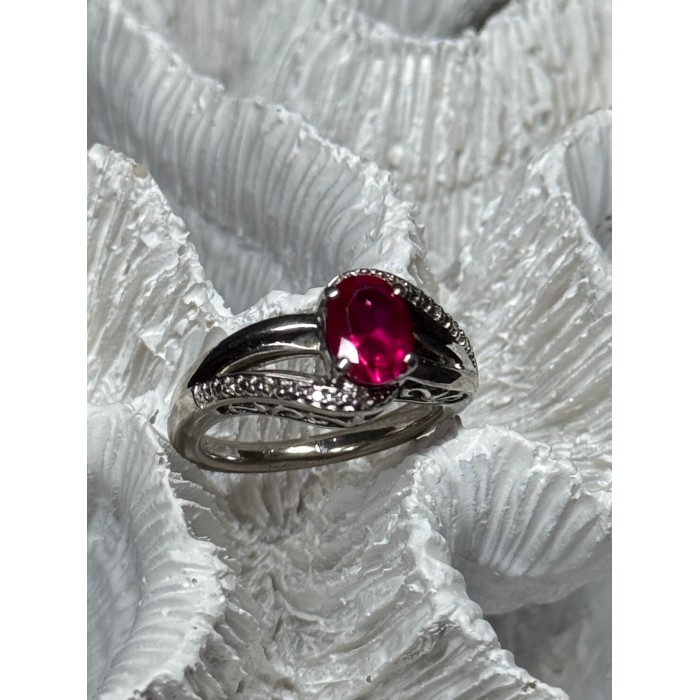 925 Sterling Silver Ruby Ring Size 6