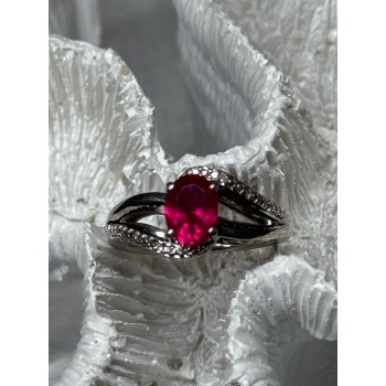 925 Sterling Silver Ruby Ring Size 6