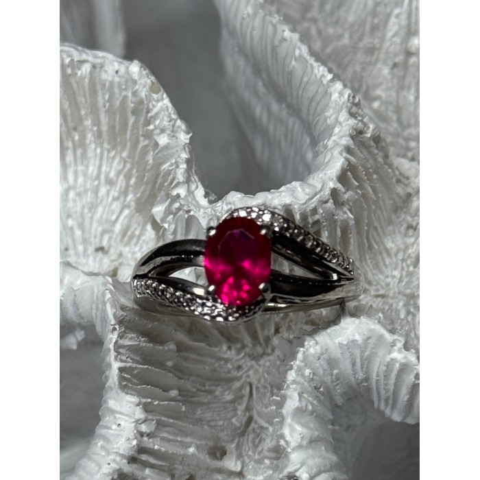 925 Sterling Silver Ruby Ring Size 6