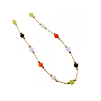 14K YELLOW GOLD  JADEITE BALLS NECKLACE