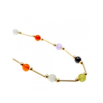 14K YELLOW GOLD  JADEITE BALLS NECKLACE