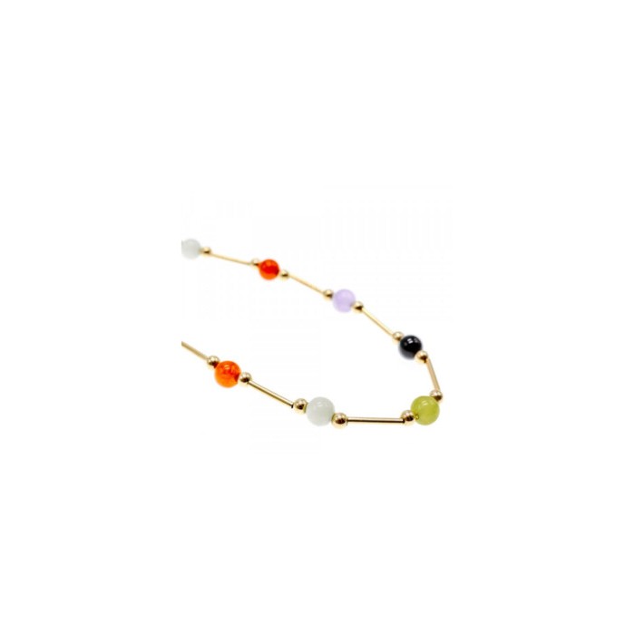 14K YELLOW GOLD  JADEITE BALLS NECKLACE