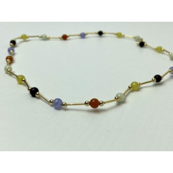 14K YELLOW GOLD  JADEITE BALLS NECKLACE