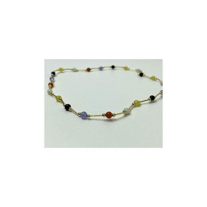 14K YELLOW GOLD  JADEITE BALLS NECKLACE