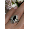 Vintage 925 Sterling Silver Onyx & Marcasite Ring Size 7