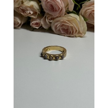 925 STERLING SILVER GOLD PLATED PEARLS RING SIZE 6