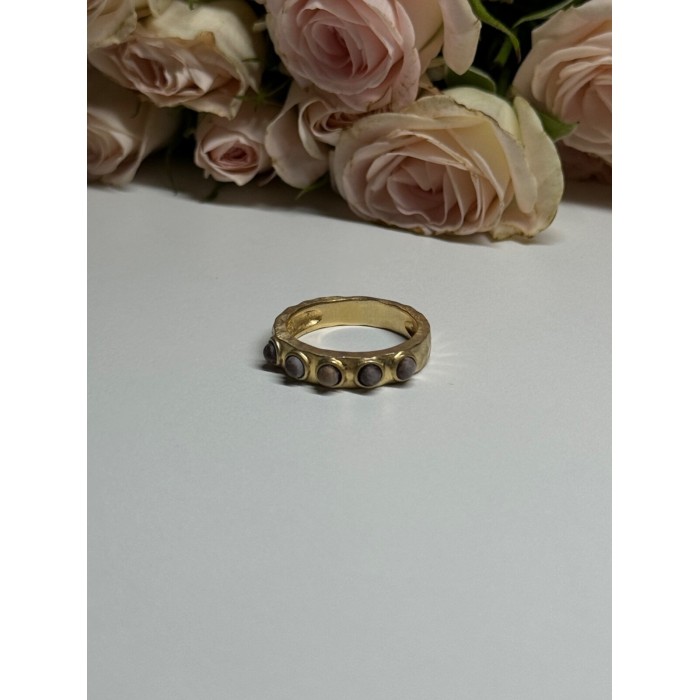 925 STERLING SILVER GOLD PLATED PEARLS RING SIZE 6