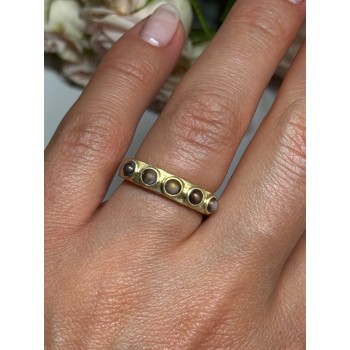 925 STERLING SILVER GOLD PLATED PEARLS RING SIZE 6