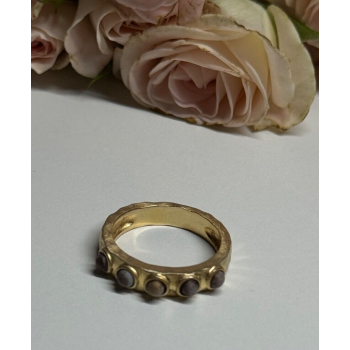 925 STERLING SILVER GOLD PLATED PEARLS RING SIZE 6