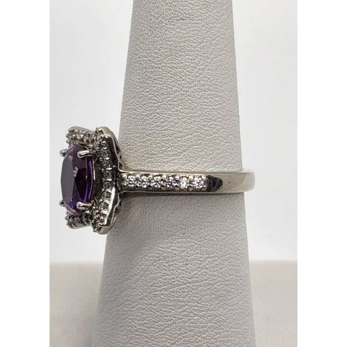 925 Sterling Silver Amethyst & Сz Ring Size 7