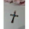 925 Sterling Silver Turquoise Cross Length 1.6 In
