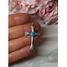 925 Sterling Silver Turquoise Cross Length 1.6 In