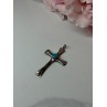 925 Sterling Silver Turquoise Cross Length 1.6 In