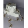 GOLD PLATED PEARL NECKLACE APPROX LENGTH 32 INCH BOTTOM OF PENDANT 4 INCH