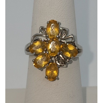 925 Sterling Silver Citrine Ring Size 6.5