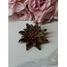 925 Sterling Silver Gold Plated Brooch Flower Length 1.6 In