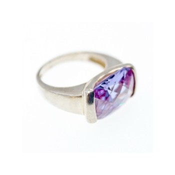 925 Sterling Silver Purple CZ Ring Size 8