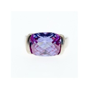 925 Sterling Silver Purple CZ Ring Size 8