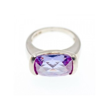 925 Sterling Silver Purple CZ Ring Size 8