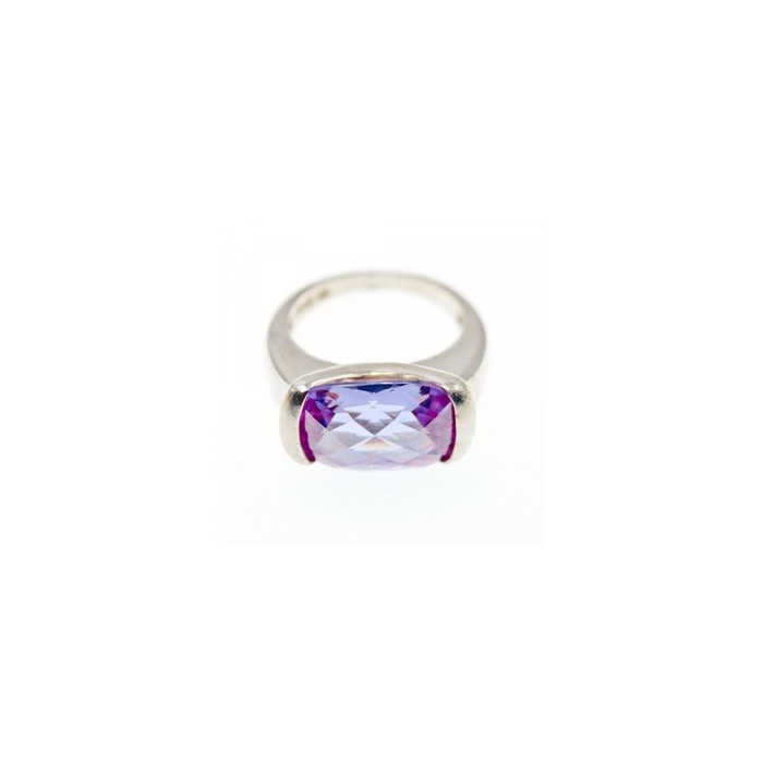 925 Sterling Silver Purple CZ Ring Size 8