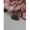 925 Sterling Silver Amethyst & Marcasite Pendant Length 1 In