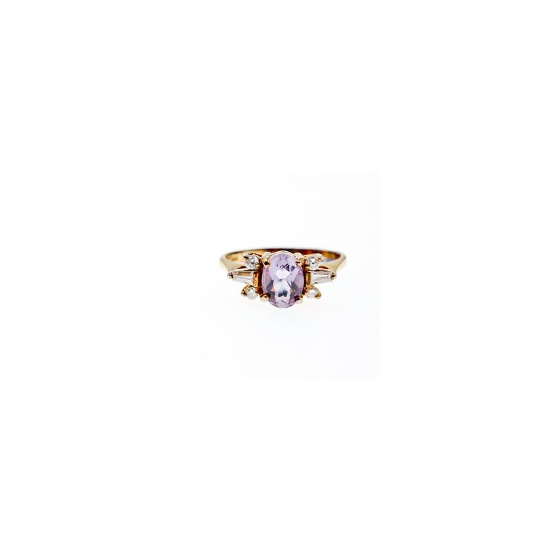 925 Sterling Silver Gold Plated Iolite & CZ Ring Size 8