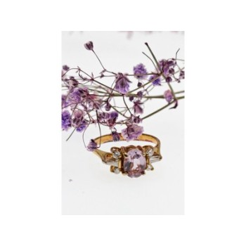 925 Sterling Silver Gold Plated Iolite & CZ Ring Size 8