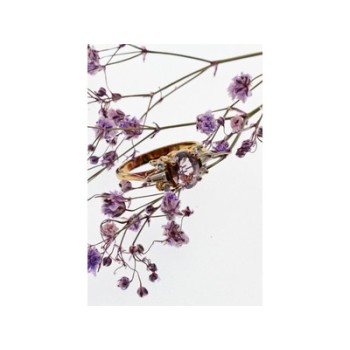 925 Sterling Silver Gold Plated Iolite & CZ Ring Size 8